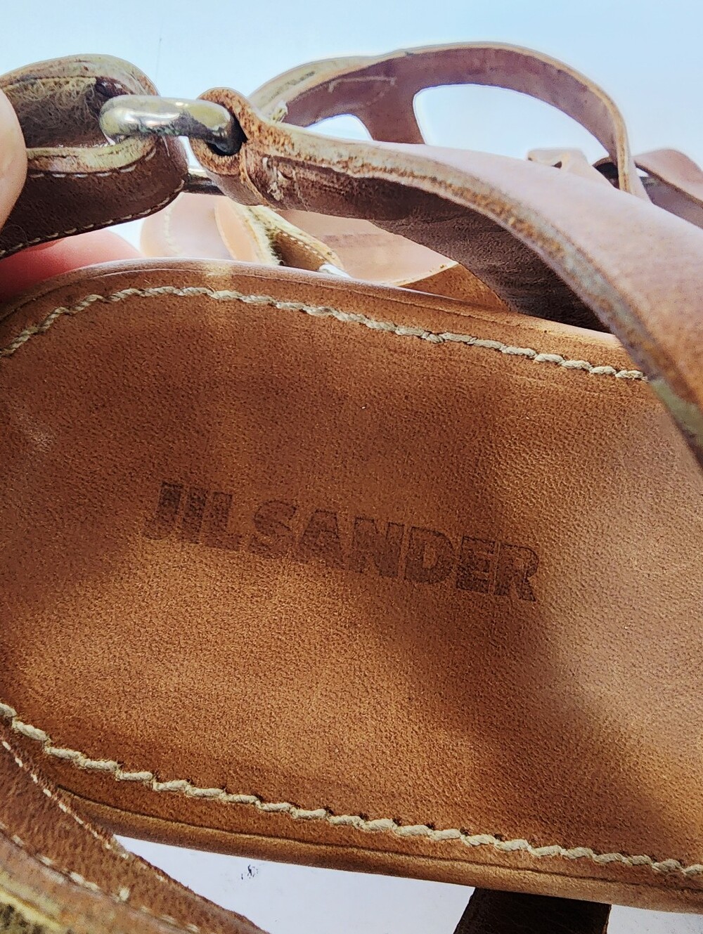 Jil Sander Brown Leather Crisscross Strap Sandals Size 39 - Picture 5 of 7